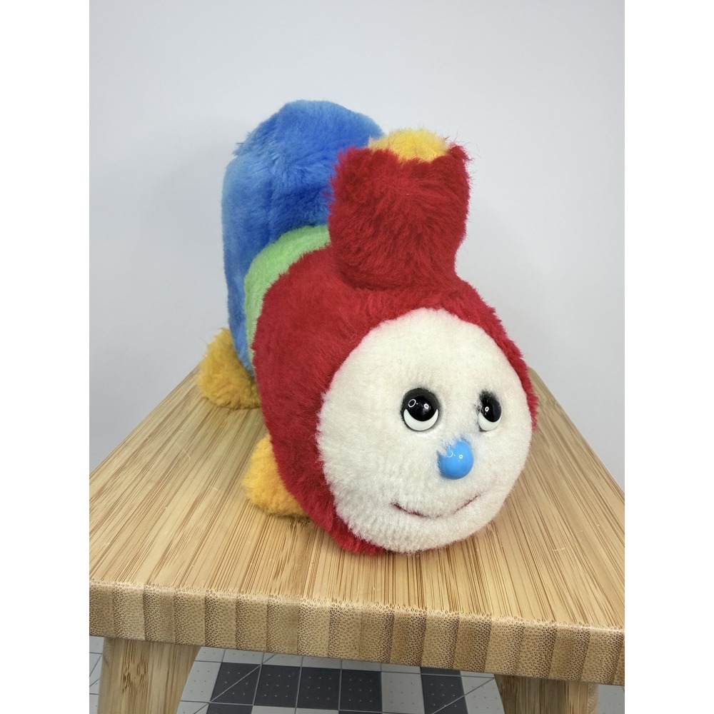 VTG Eden Train Wind Up Plush Toy‎ Stuffed Animal 8" Primary Color Block WORKS